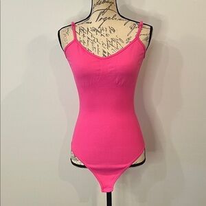 Waist cinching shapewear cheeky cut bodysuit hot pink large
